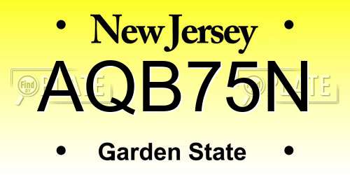 AQB75N New Jersey License Plate