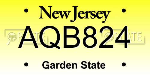 AQB824 New Jersey License Plate
