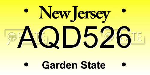 AQD526 New Jersey License Plate