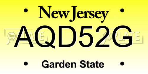 AQD52G New Jersey License Plate