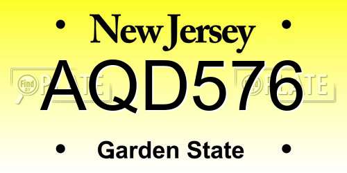 AQD576 New Jersey License Plate