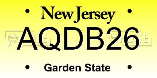 AQDB26 New Jersey License Plate