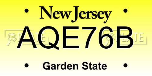 AQE76B New Jersey License Plate