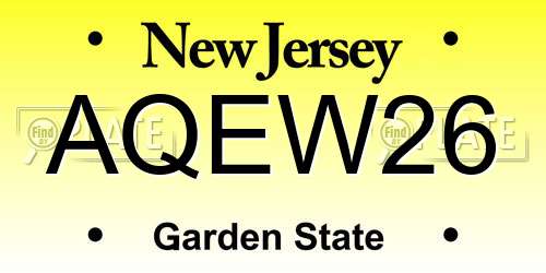 AQEW26 New Jersey License Plate