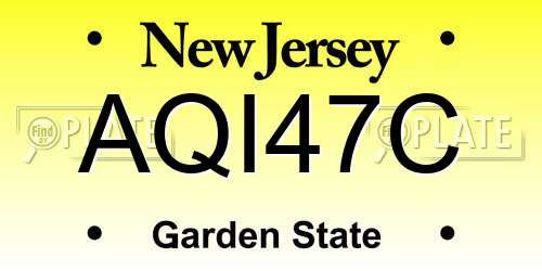 AQI47C New Jersey License Plate