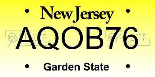 AQOB76 New Jersey License Plate