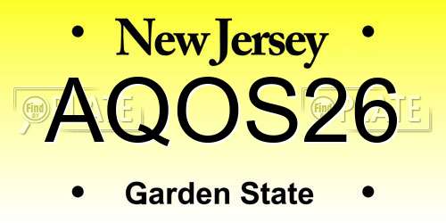 AQOS26 New Jersey License Plate