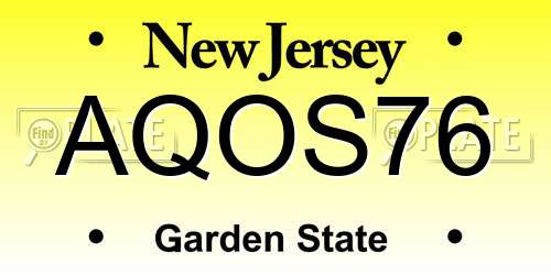 AQOS76 New Jersey License Plate