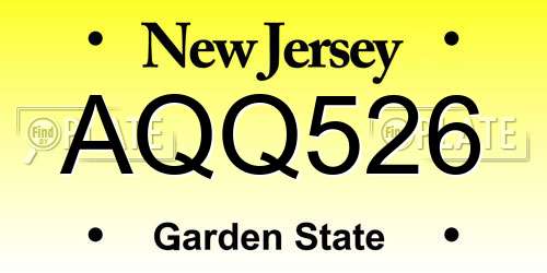 AQQ526 New Jersey License Plate