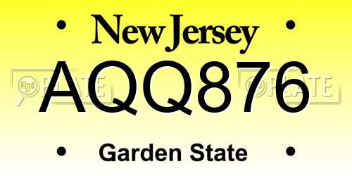 AQQ876 New Jersey License Plate