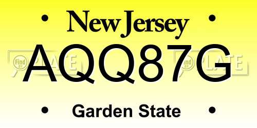AQQ87G New Jersey License Plate
