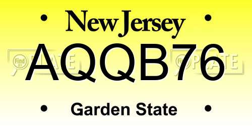 AQQB76 New Jersey License Plate