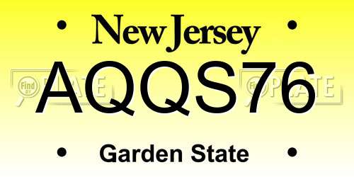 AQQS76 New Jersey License Plate