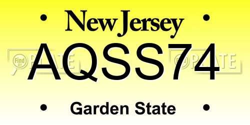 AQSS74 New Jersey License Plate