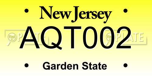 AQT002 New Jersey License Plate