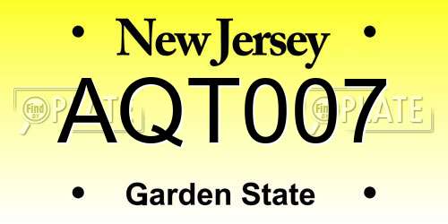 AQT007 New Jersey License Plate