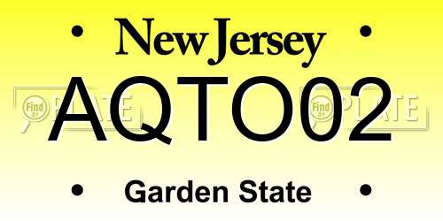 AQTO02 New Jersey License Plate