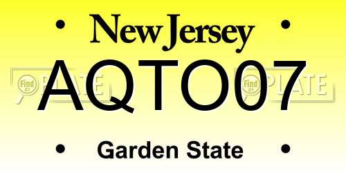 AQTO07 New Jersey License Plate