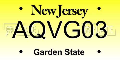 AQVG03 New Jersey License Plate