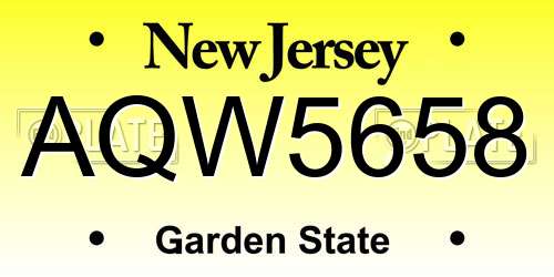 AQW5658 New Jersey License Plate