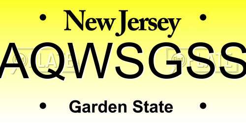 AQWSGSS New Jersey License Plate