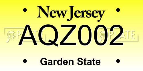 AQZ002 New Jersey License Plate