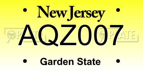 AQZ007 New Jersey License Plate