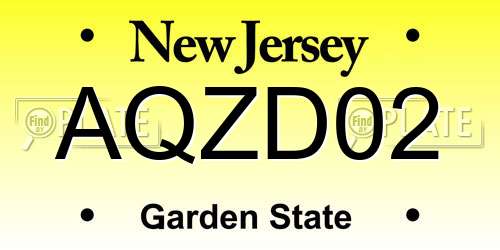 AQZD02 New Jersey License Plate