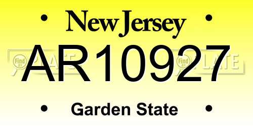 AR10927 New Jersey License Plate