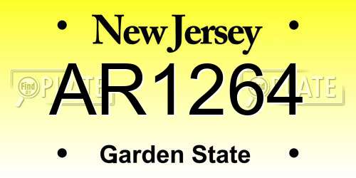 AR1264 New Jersey License Plate