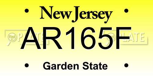 AR165F New Jersey License Plate