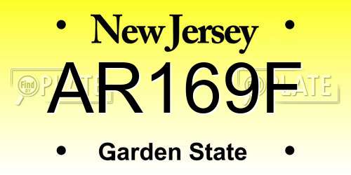 AR169F New Jersey License Plate