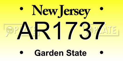 AR1737 New Jersey License Plate