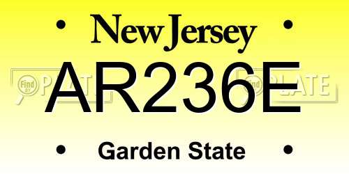 AR236E New Jersey License Plate