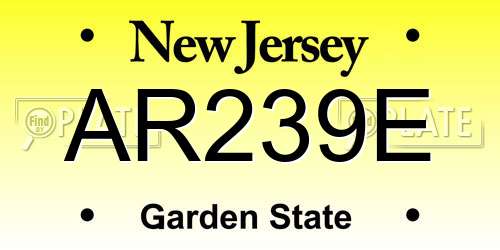 AR239E New Jersey License Plate