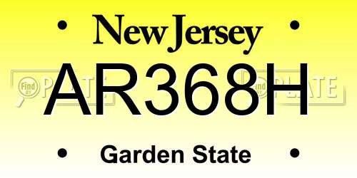 AR368H New Jersey License Plate