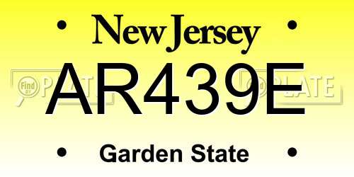 AR439E New Jersey License Plate