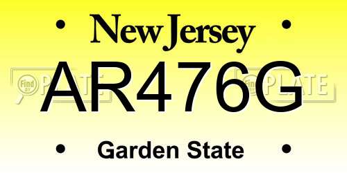 AR476G New Jersey License Plate