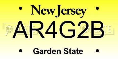 AR4G2B New Jersey License Plate