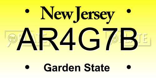 AR4G7B New Jersey License Plate