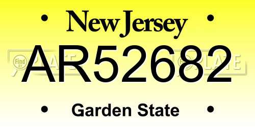 AR52682 New Jersey License Plate