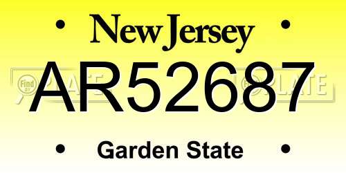 AR52687 New Jersey License Plate