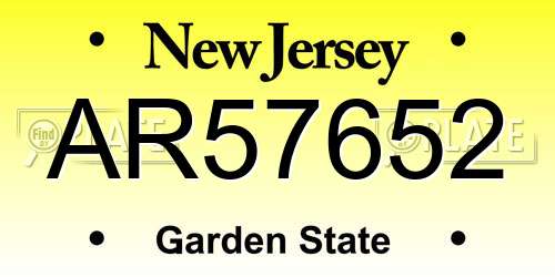 AR57652 New Jersey License Plate