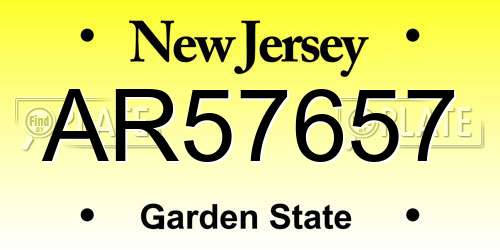 AR57657 New Jersey License Plate