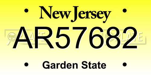 AR57682 New Jersey License Plate