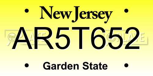 AR5T652 New Jersey License Plate