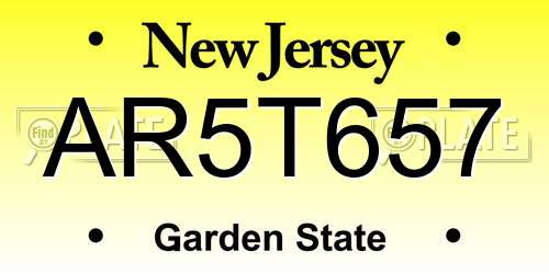 AR5T657 New Jersey License Plate