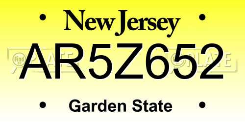 AR5Z652 New Jersey License Plate