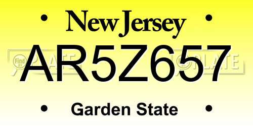 AR5Z657 New Jersey License Plate
