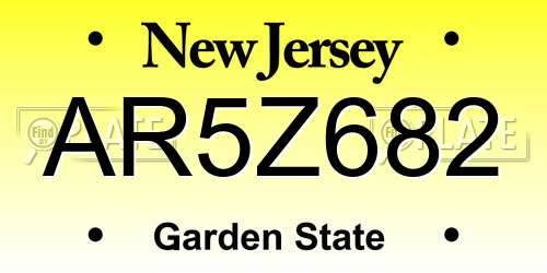 AR5Z682 New Jersey License Plate